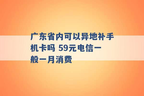 广东省内可以异地补手机卡吗 59元电信一般一月消费 -第1张图片-电信联通移动号卡网