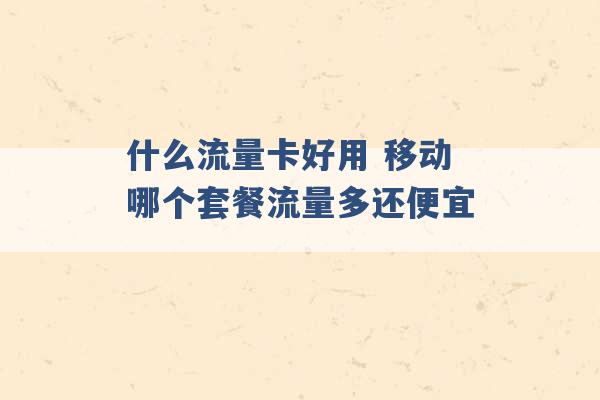 什么流量卡好用 移动哪个套餐流量多还便宜 -第1张图片-电信联通移动号卡网