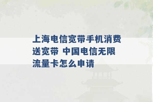 上海电信宽带手机消费送宽带 中国电信无限流量卡怎么申请 -第1张图片-电信联通移动号卡网