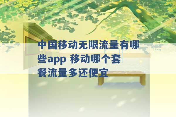 中国移动无限流量有哪些app 移动哪个套餐流量多还便宜 -第1张图片-电信联通移动号卡网