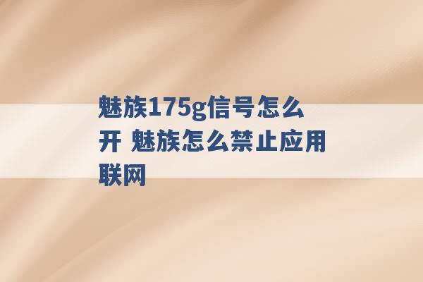 魅族175g信号怎么开 魅族怎么禁止应用联网 -第1张图片-电信联通移动号卡网