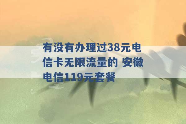 有没有办理过38元电信卡无限流量的 安徽电信119元套餐 -第1张图片-电信联通移动号卡网