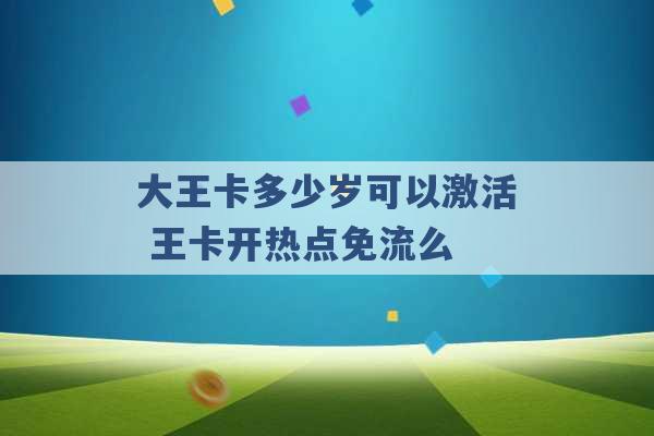 大王卡多少岁可以激活 王卡开热点免流么 -第1张图片-电信联通移动号卡网